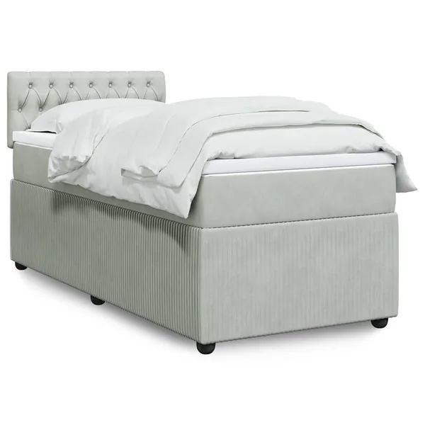 Sommier à lattes de lit et matelas Gris clair 100x200cm Velours