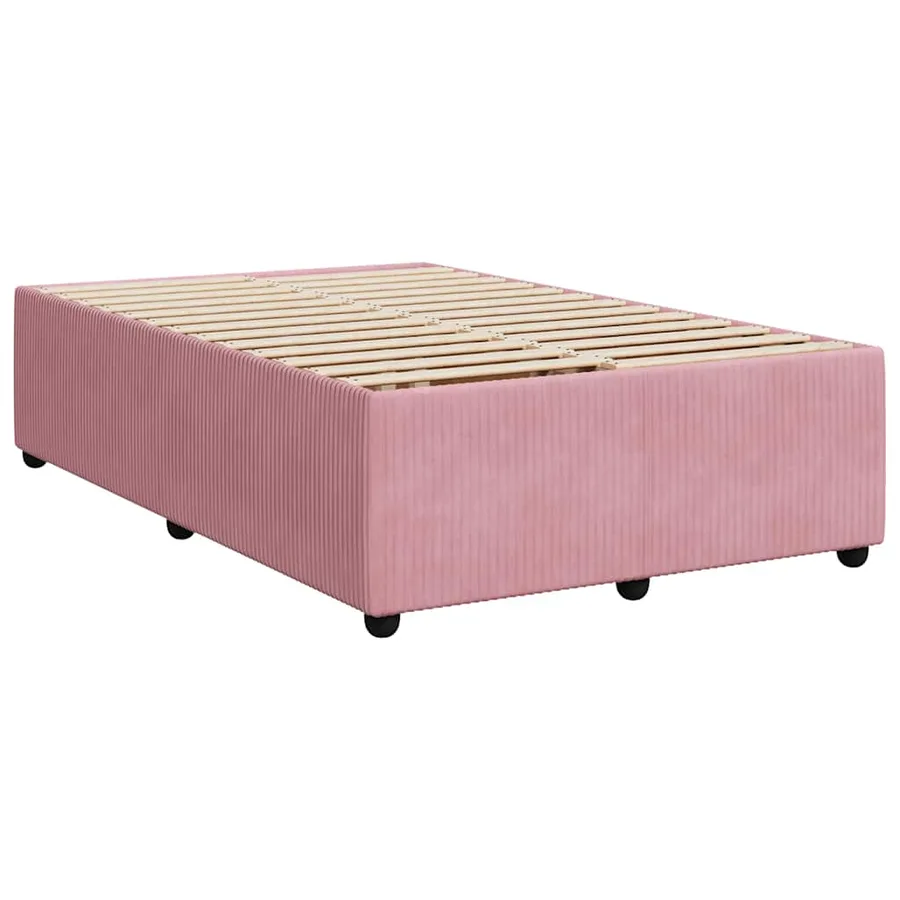Sommier à lattes de lit avec matelas rose 120x190 cm velours - 10