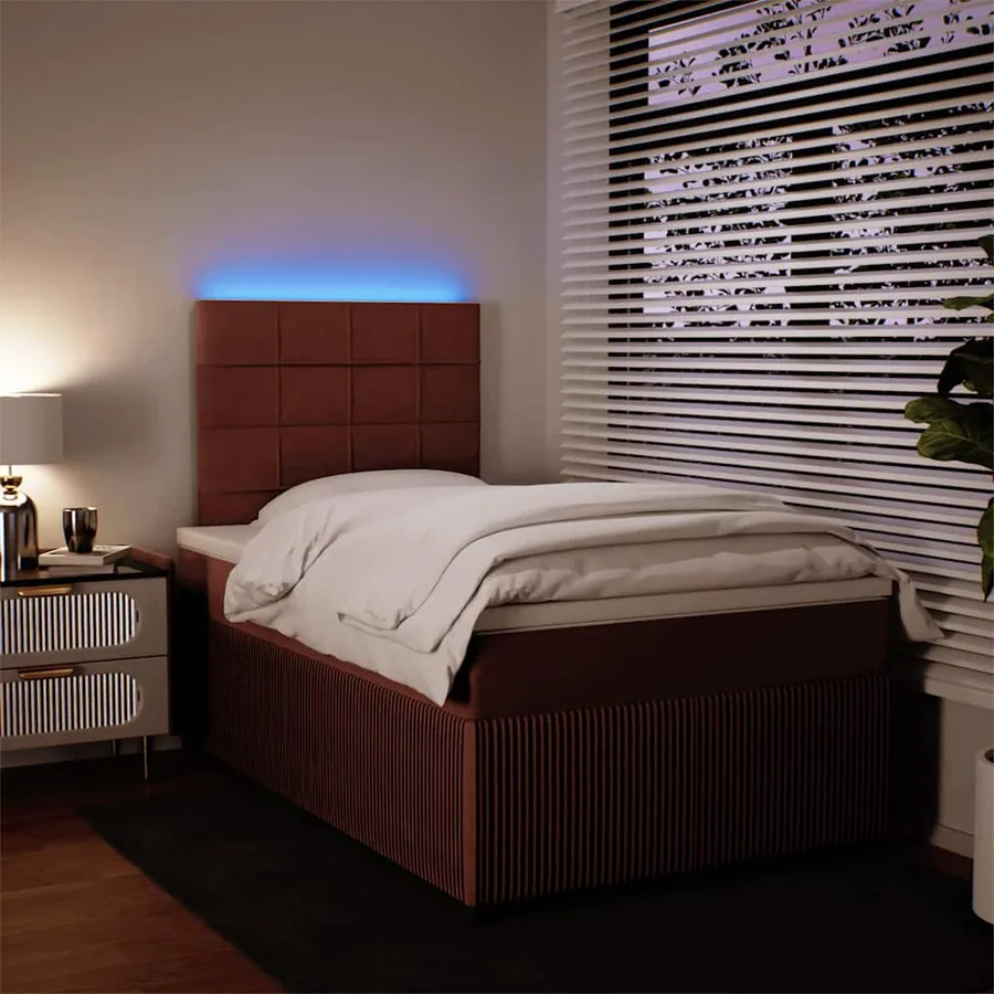Sommier à lattes de lit avec matelas rose 120x190 cm velours - 4