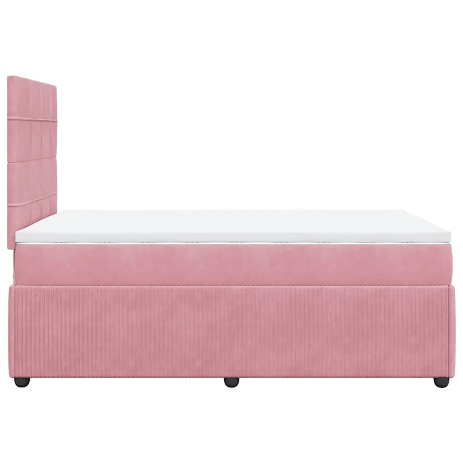 Sommier à lattes de lit avec matelas rose 120x190 cm velours - 7