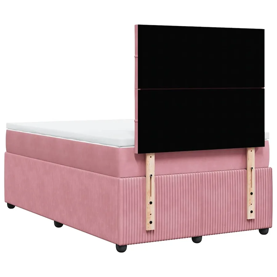 Sommier à lattes de lit avec matelas rose 120x190 cm velours - 8