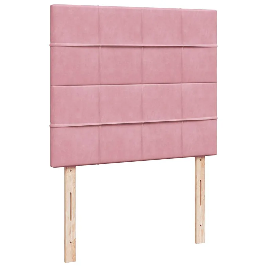Sommier à lattes de lit avec matelas rose 120x190 cm velours - 9