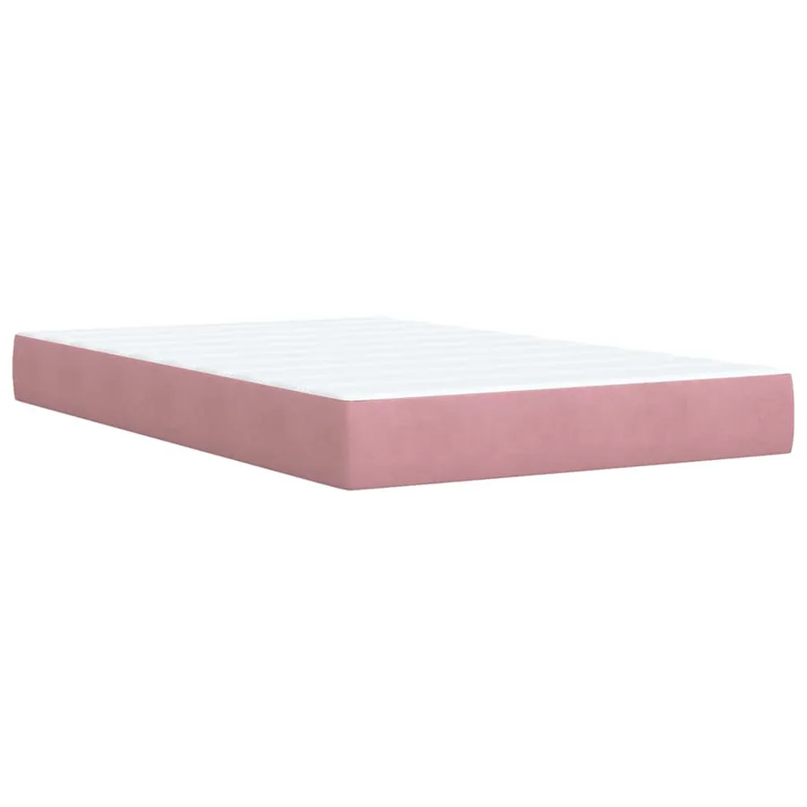 Sommier à lattes de lit avec matelas rose 120x190 cm velours - 11
