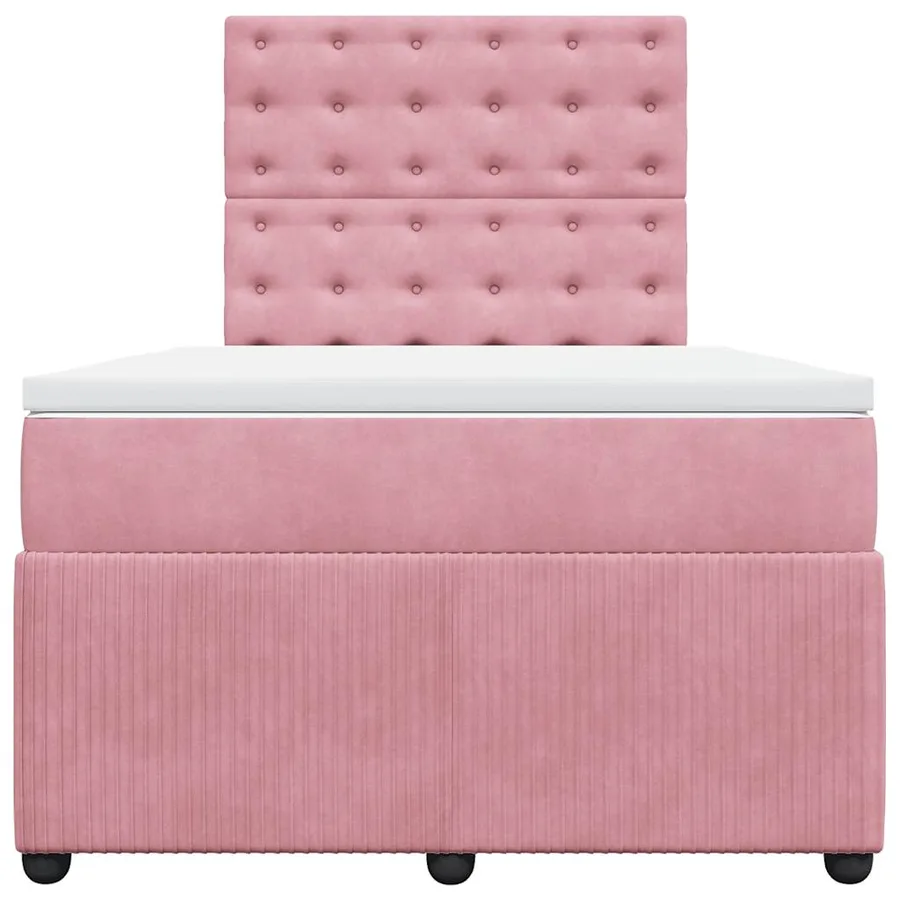 Sommier à lattes de lit avec matelas rose 120x190 cm velours - 6