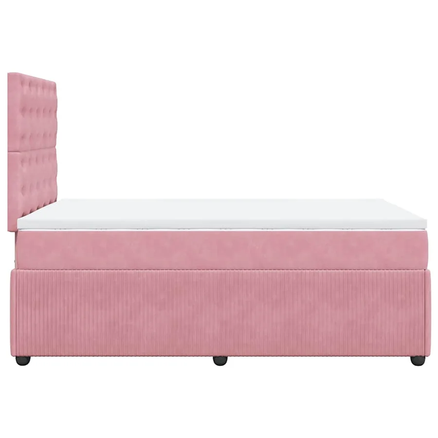 Sommier à lattes de lit avec matelas rose 120x190 cm velours - 7