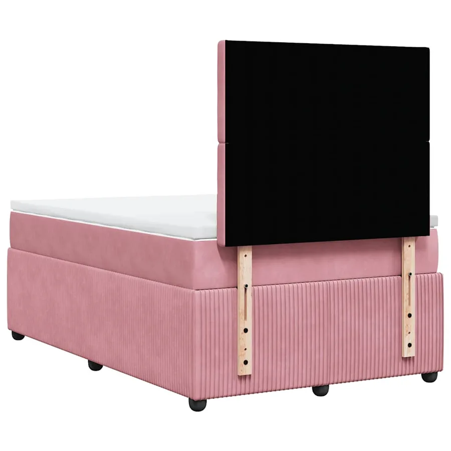 Sommier à lattes de lit avec matelas rose 120x190 cm velours - 8