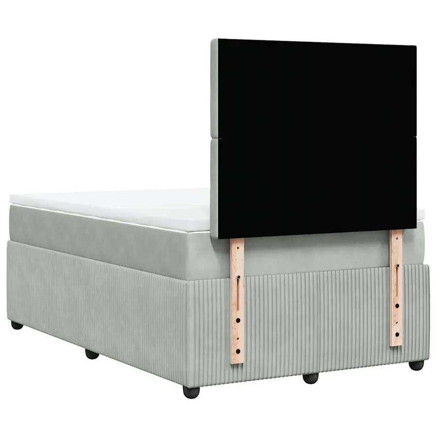 Sommier à lattes de lit et matelas gris clair 120x190cm velours - 8