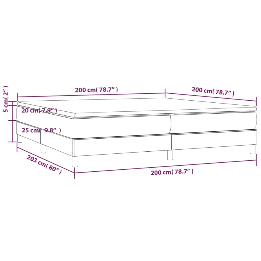 Sommier à lattes de lit avec matelas Gris foncé 200x200cm Tissu - 10
