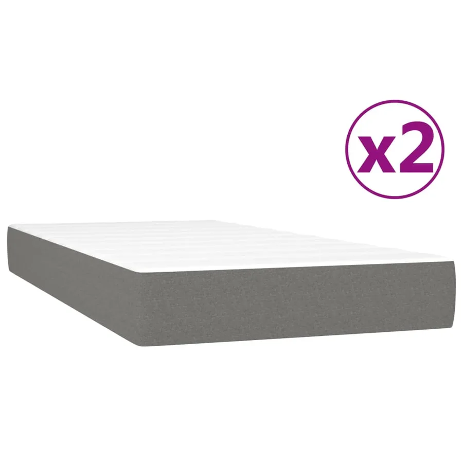 Sommier à lattes de lit avec matelas Gris foncé 200x200cm Tissu - 4
