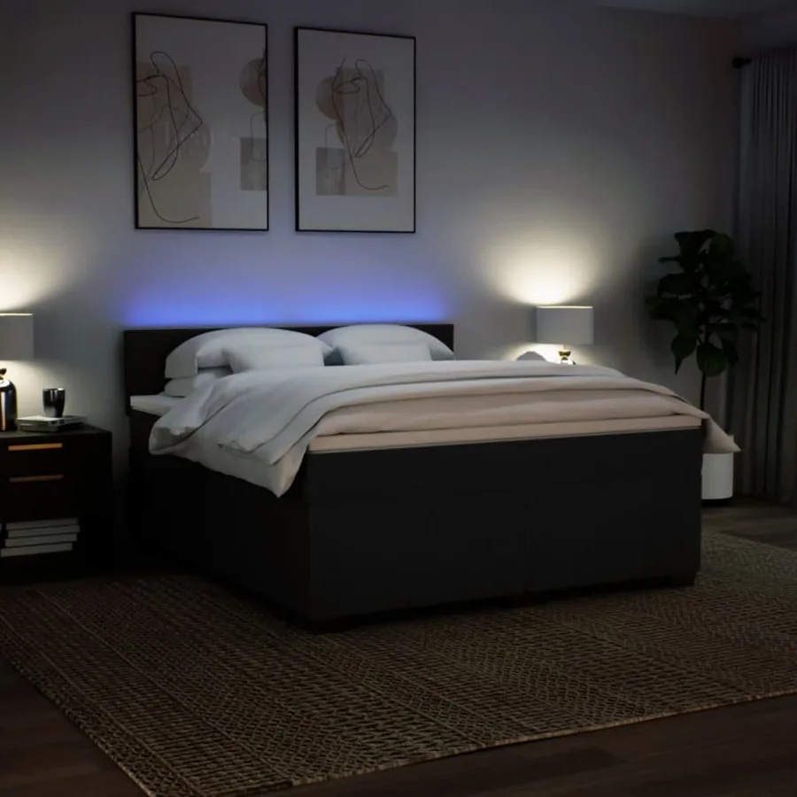 Sommier à lattes de lit avec matelas Noir 180x200 cm Tissu - 5
