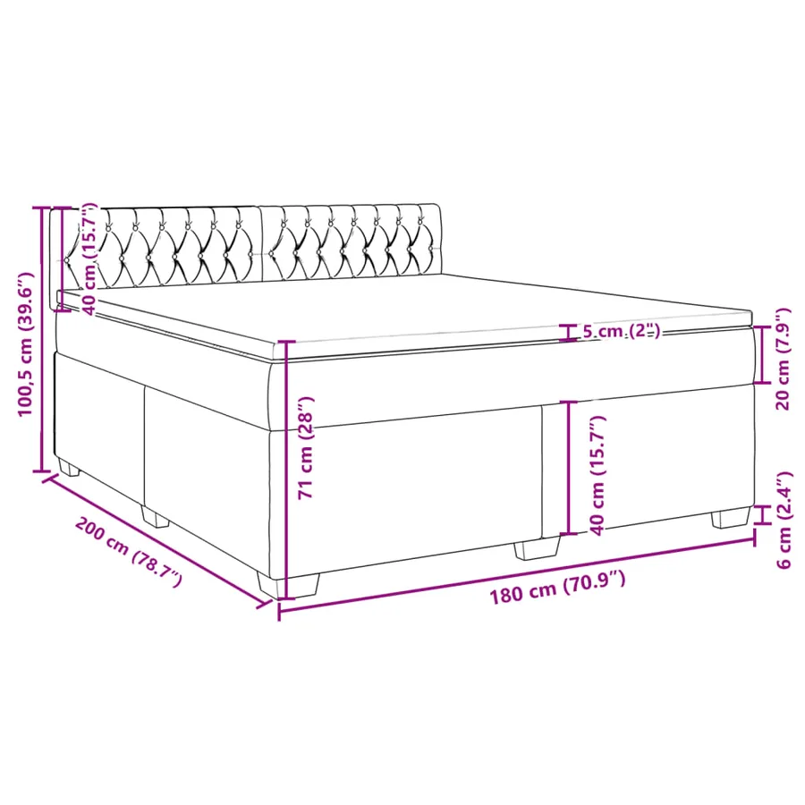 Sommier à lattes de lit avec matelas Gris clair 180x200cm Tissu - 18
