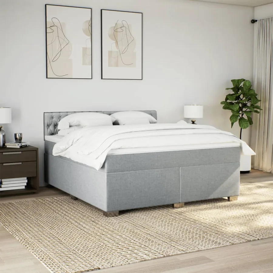 Sommier à lattes de lit avec matelas Gris clair 180x200cm Tissu - 4