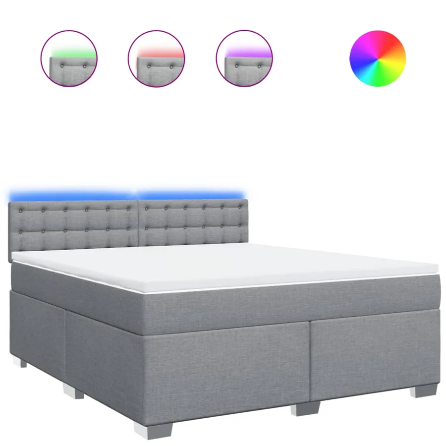 Sommier à lattes de lit avec matelas Gris clair 180x200cm Tissu - 2