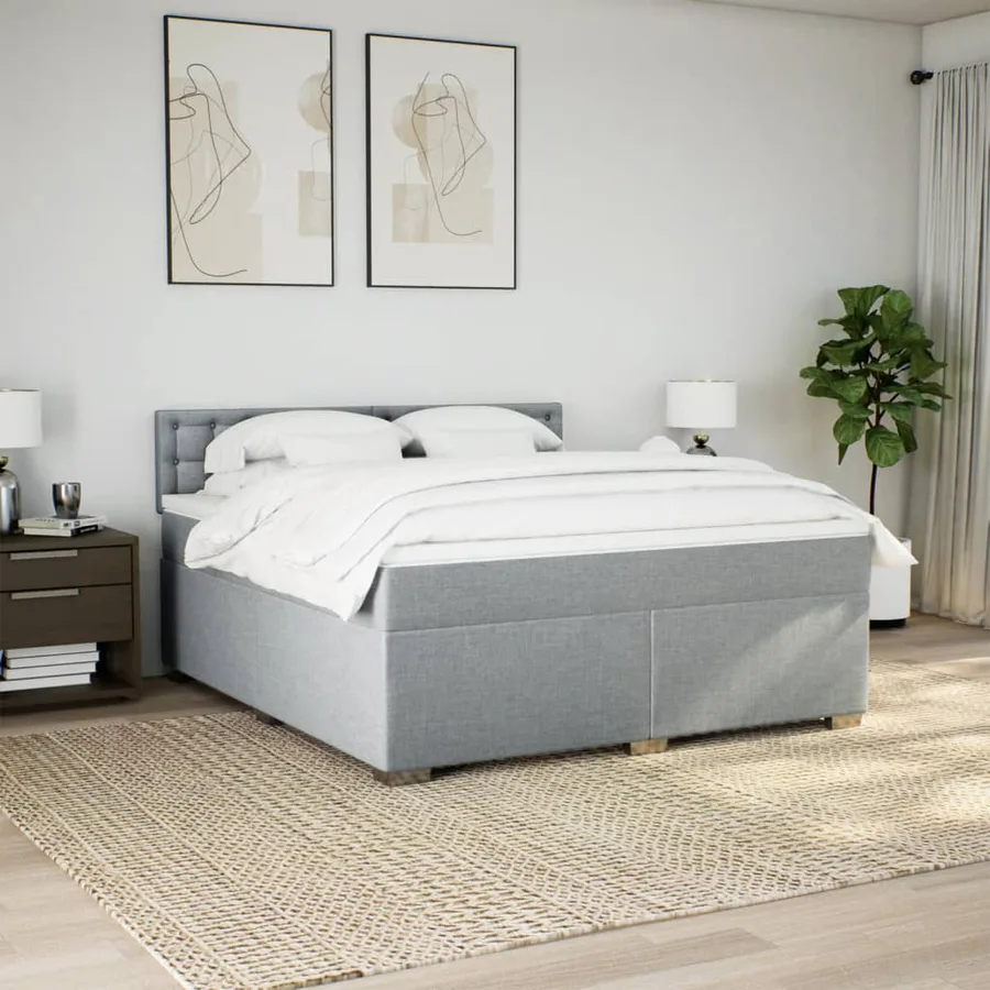 Sommier à lattes de lit avec matelas Gris clair 180x200cm Tissu - 4