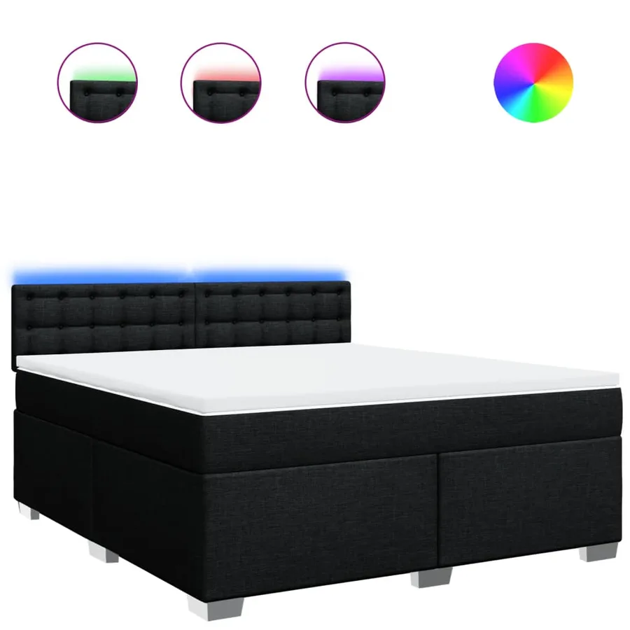 Sommier à lattes de lit avec matelas Noir 180x200 cm Tissu - 2