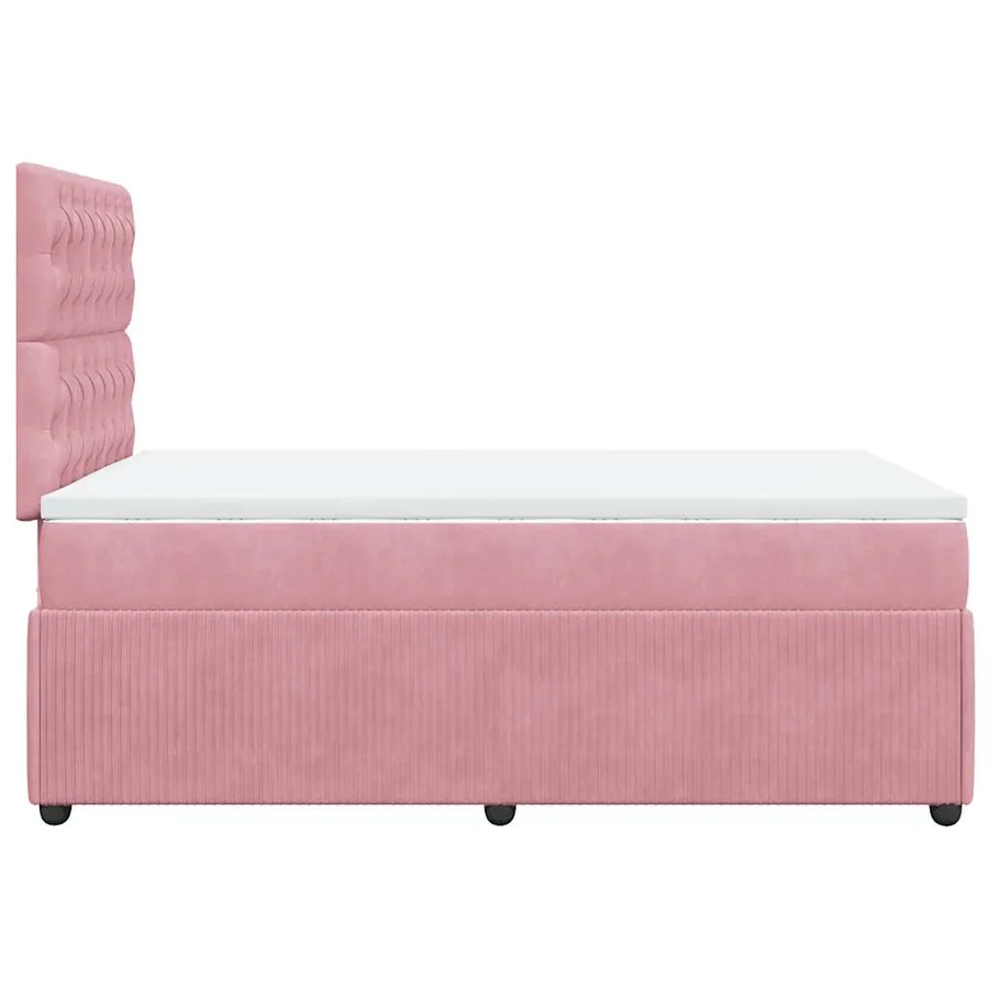 Sommier à lattes de lit avec matelas rose 120x190 cm velours - 5