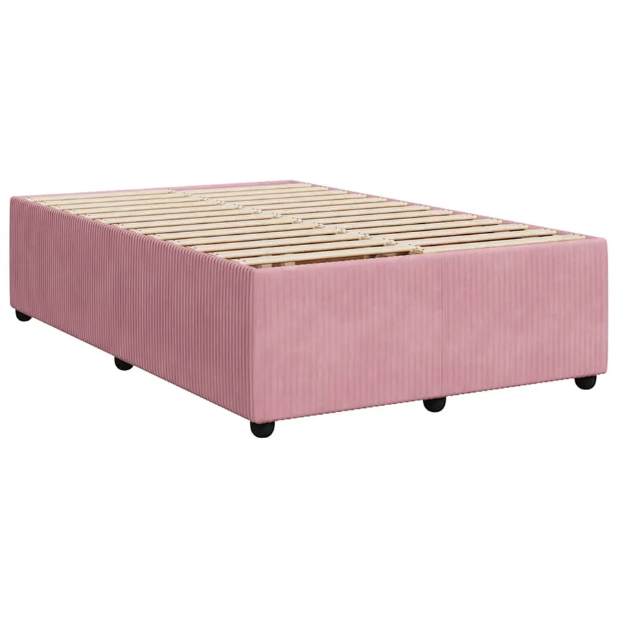 Sommier à lattes de lit avec matelas rose 120x190 cm velours - 8