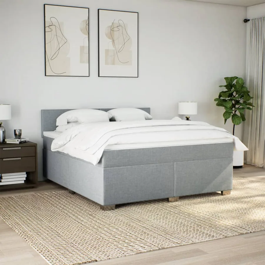 Sommier à lattes de lit avec matelas Gris clair 180x200cm Tissu - 3