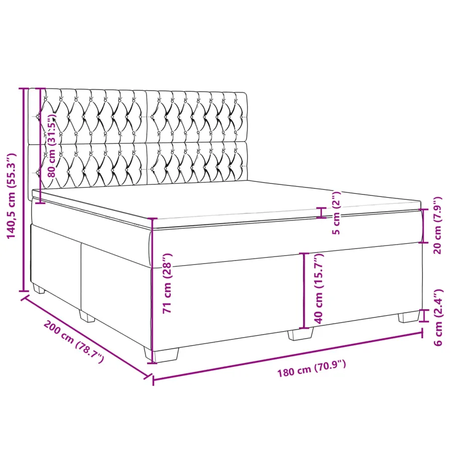 Sommier à lattes de lit avec matelas Gris foncé 180x200cm Tissu - 13