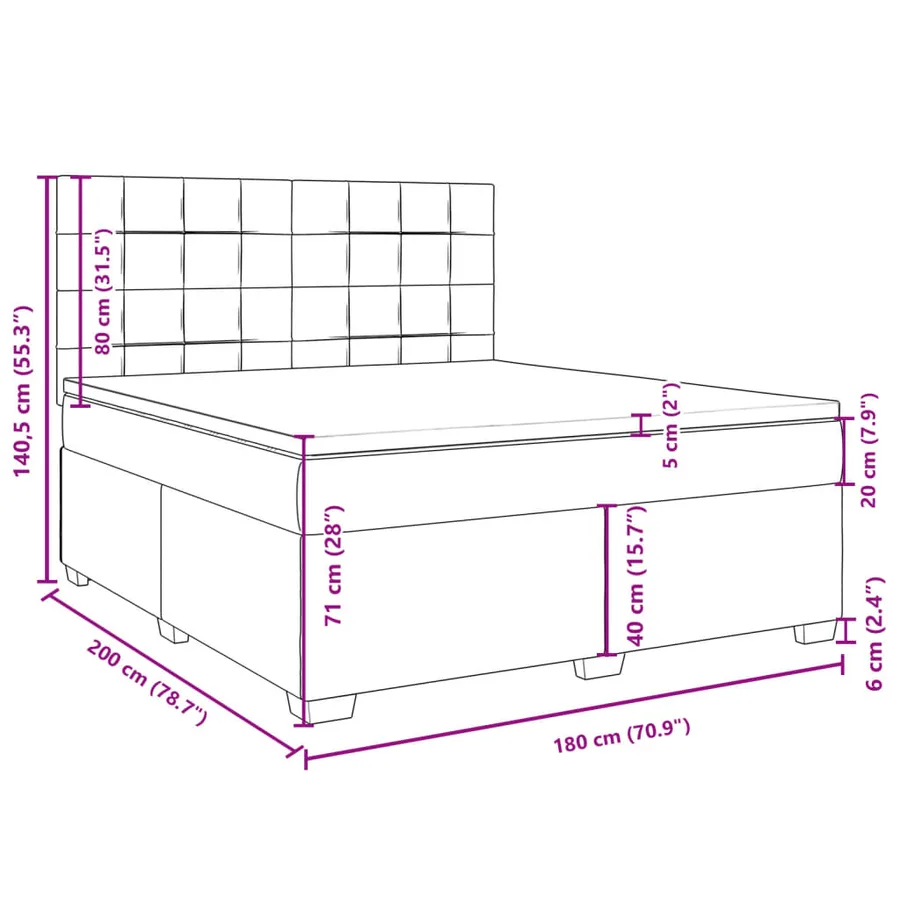 Sommier à lattes de lit avec matelas Gris foncé 180x200cm Tissu - 13