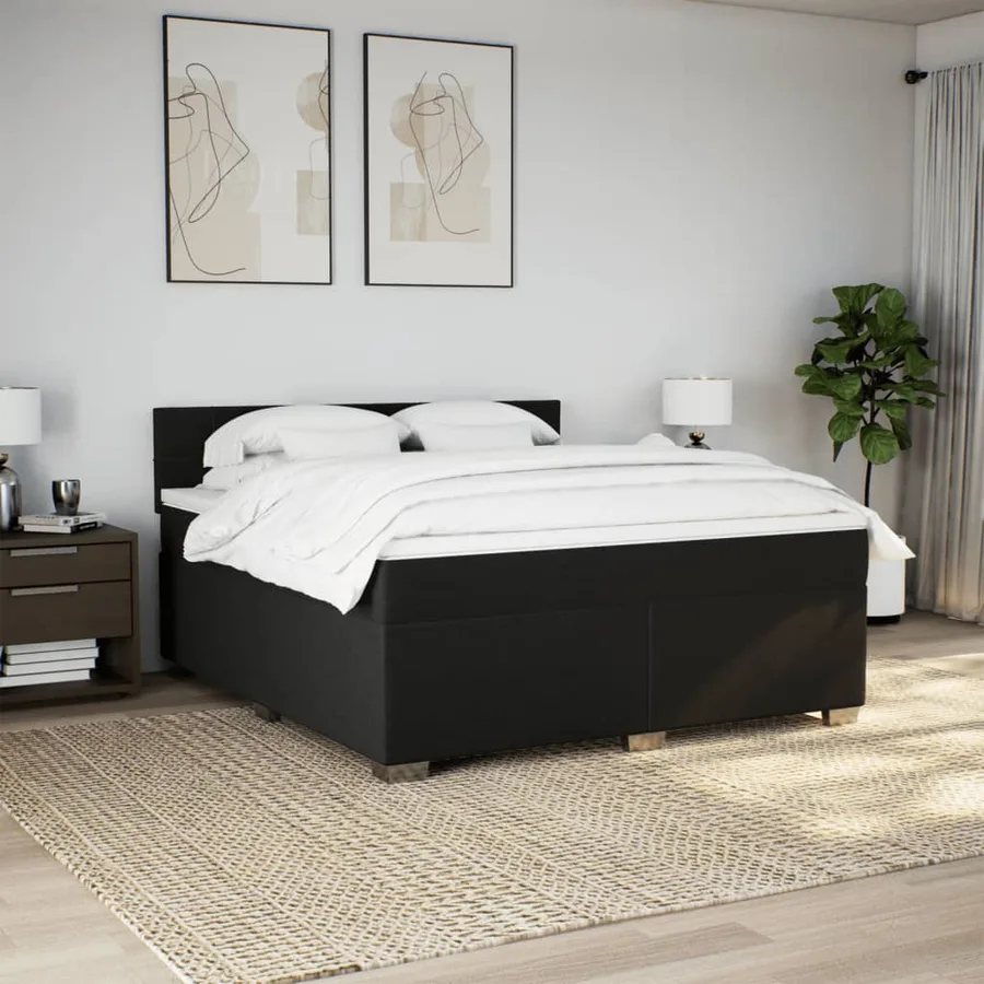 Sommier à lattes de lit avec matelas Noir 180x200 cm Tissu - 3