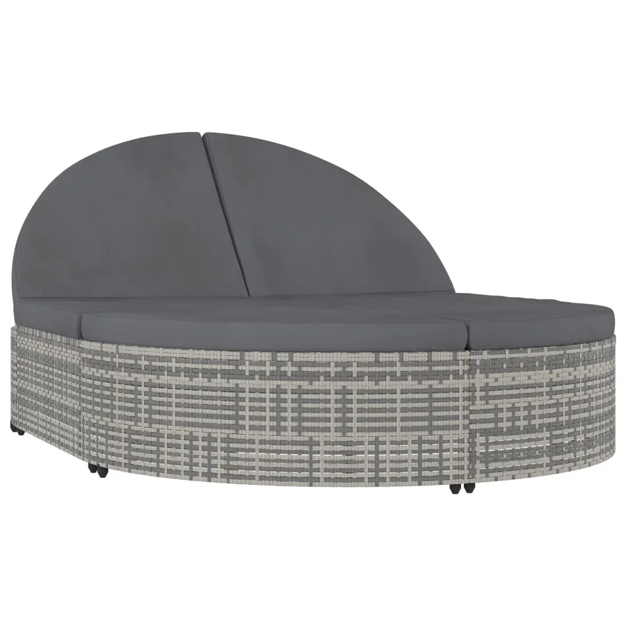 Chaise longue à 2 places avec coussins Résine tressée Gris - 2
