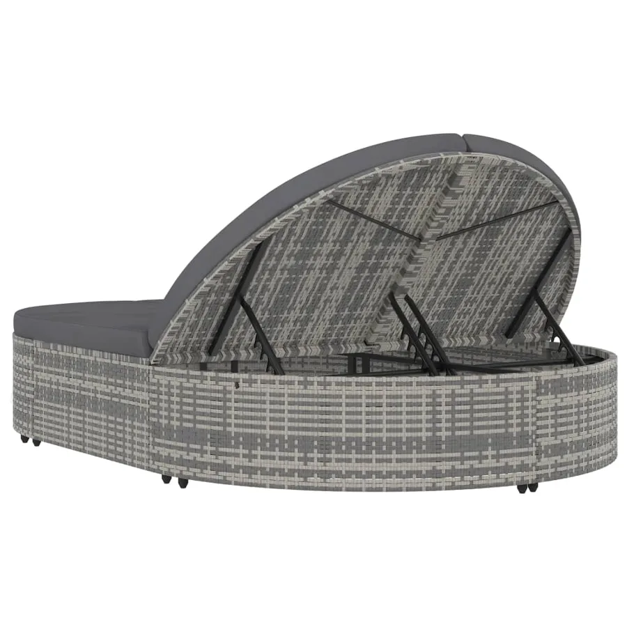 Chaise longue à 2 places avec coussins Résine tressée Gris - 6