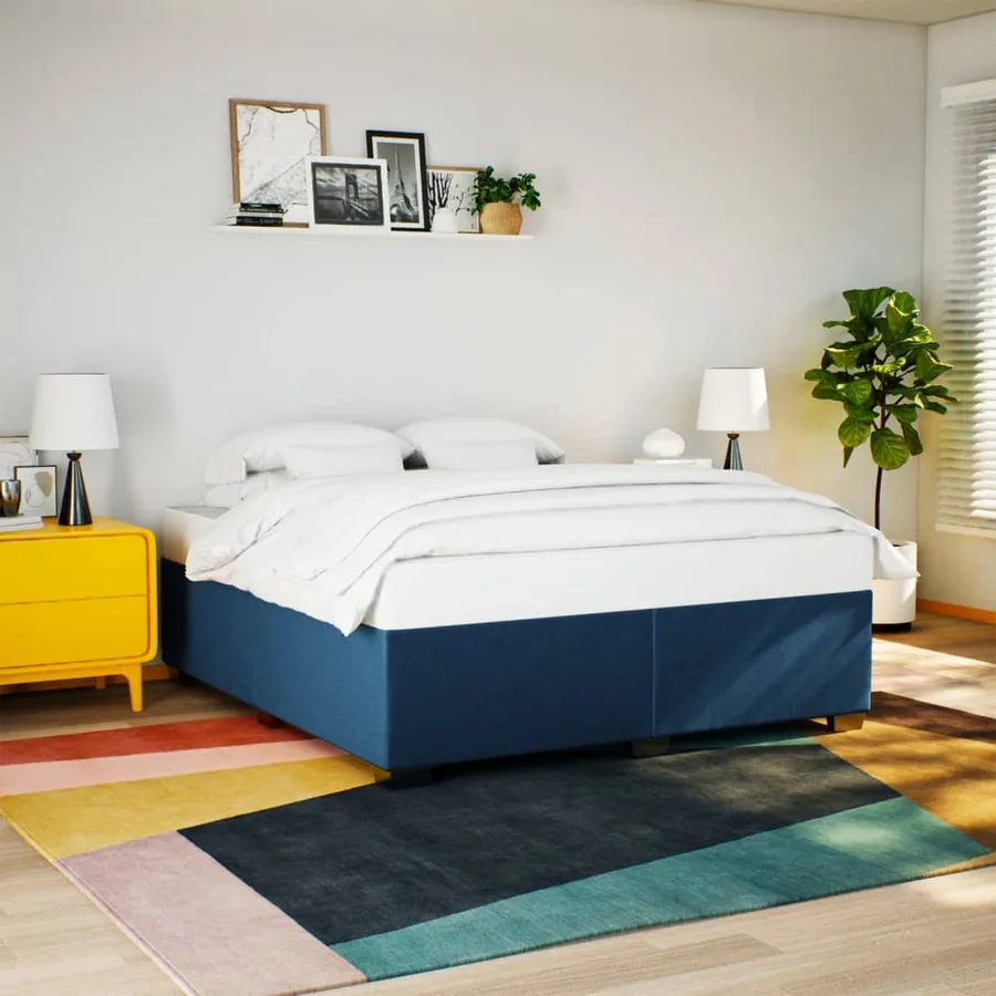 Sommier à lattes de lit avec matelas Bleu 180x200 cm Tissu - 3