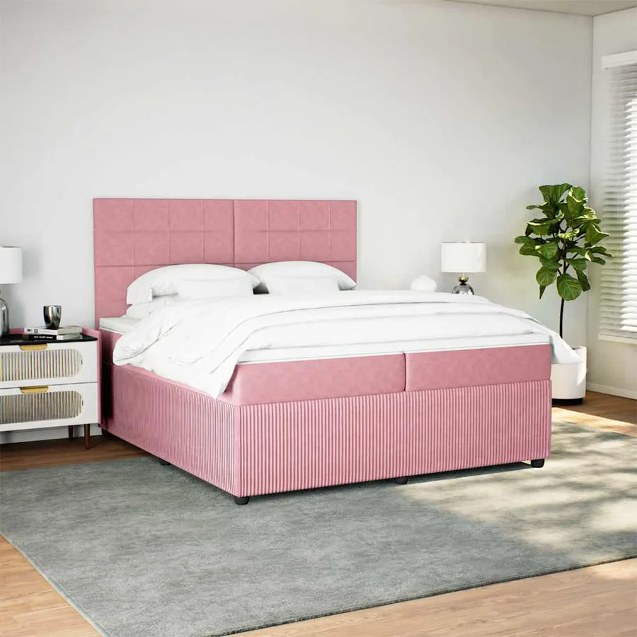 Sommier à lattes de lit avec matelas Rose 200x200 cm Velours - 3