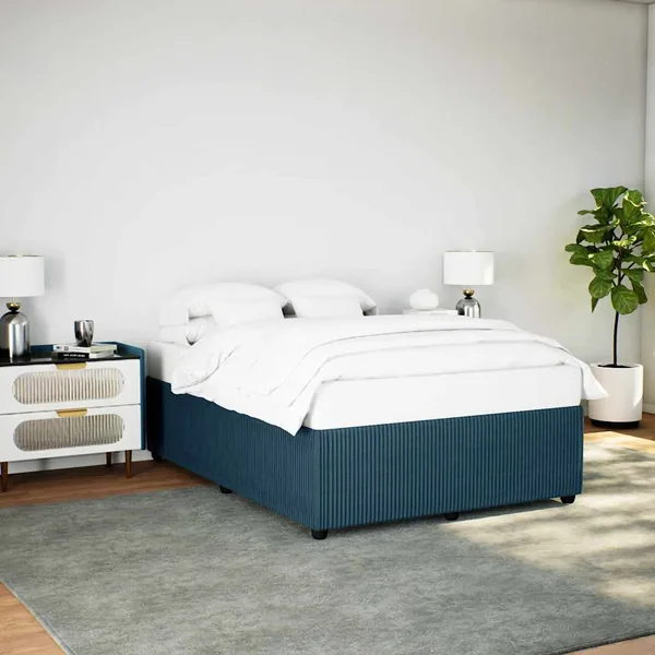 Cadre de lit sans matelas bleu 140x190 cm velours