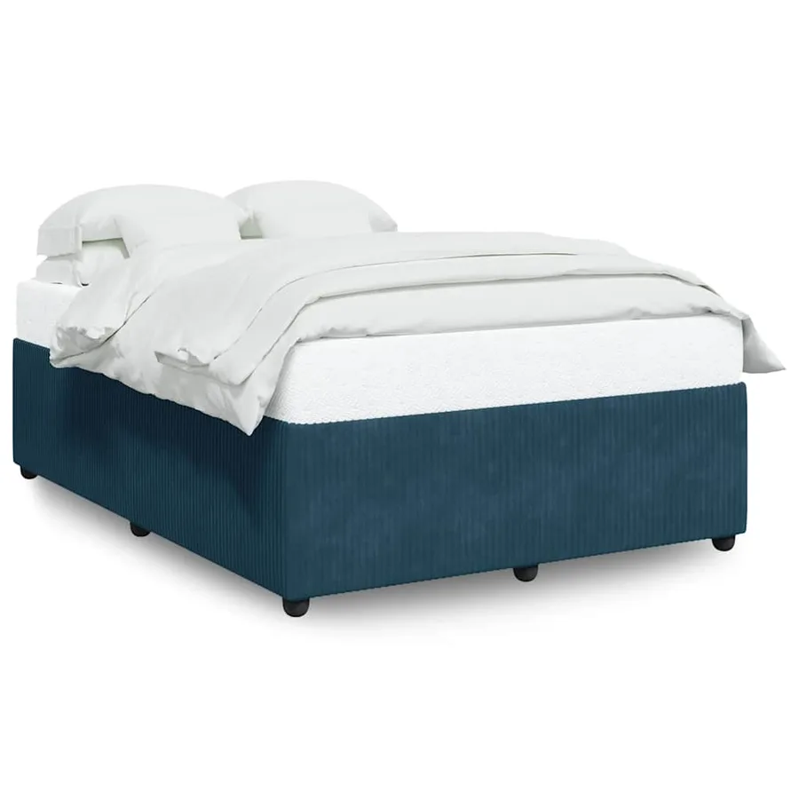 Cadre de lit sans matelas bleu 140x190 cm velours - 2