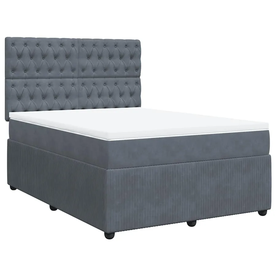 Sommier à lattes de lit et matelas Gris foncé 140x200cm Velours - 2