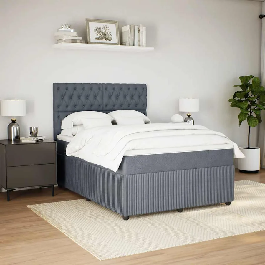 Sommier à lattes de lit et matelas Gris foncé 140x200cm Velours - 3