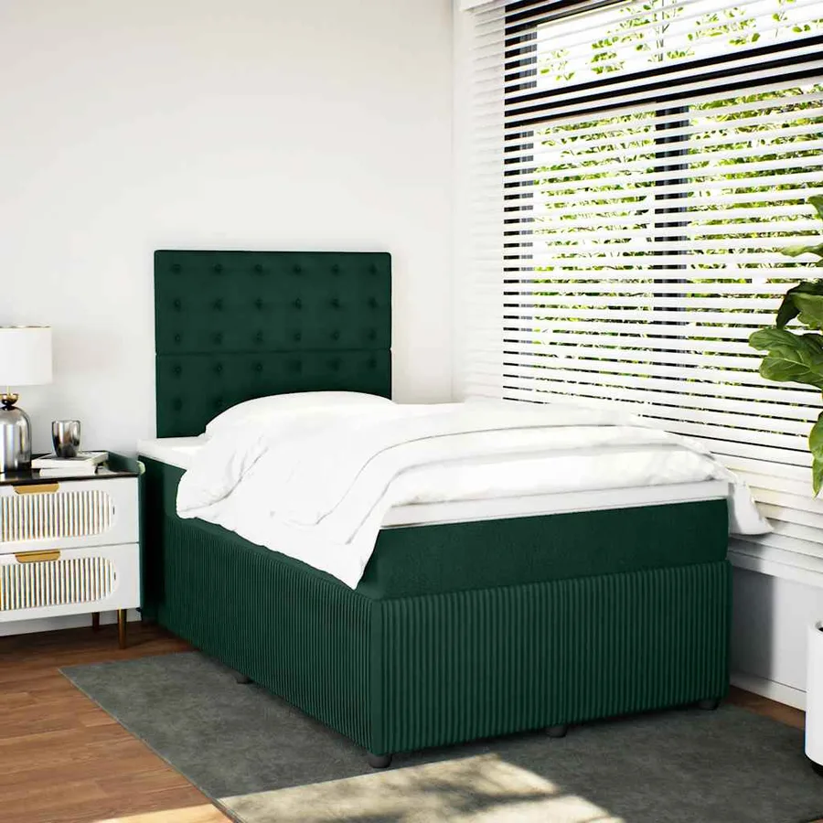 Sommier à lattes de lit et matelas Vert foncé 120x200cm Velours - 3