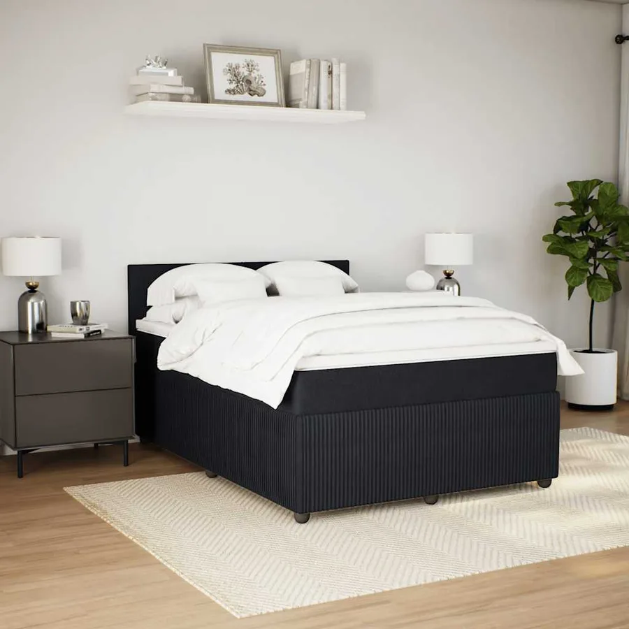 Sommier à lattes de lit avec matelas Noir 140x190 cm Velours - 3