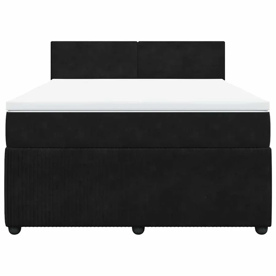 Sommier à lattes de lit avec matelas Noir 140x190 cm Velours - 4