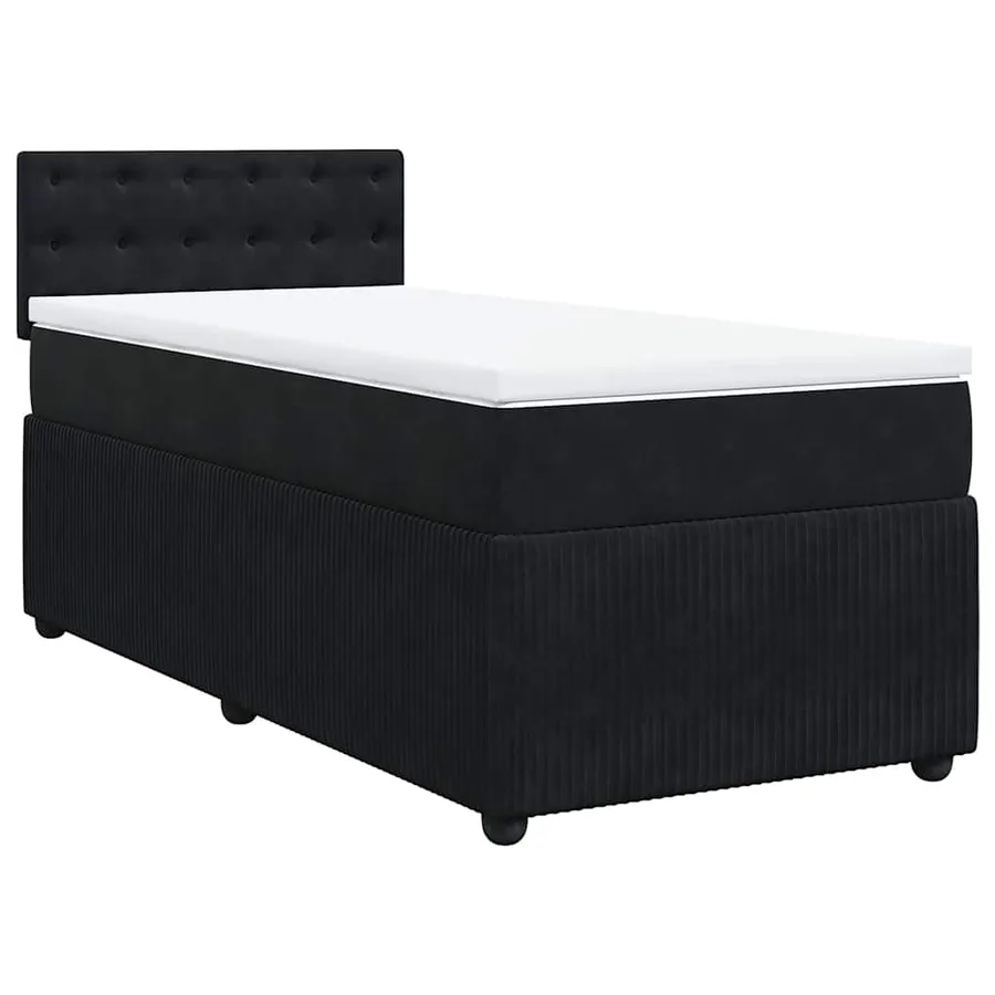 Sommier à lattes de lit avec matelas Noir 90x190 cm Velours - 2