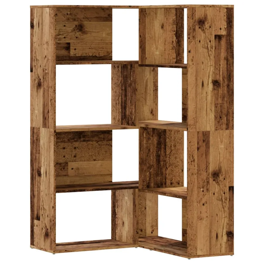 Bibliothèque d'angle à 4 niveaux vieux bois bois d'ingénierie - 2