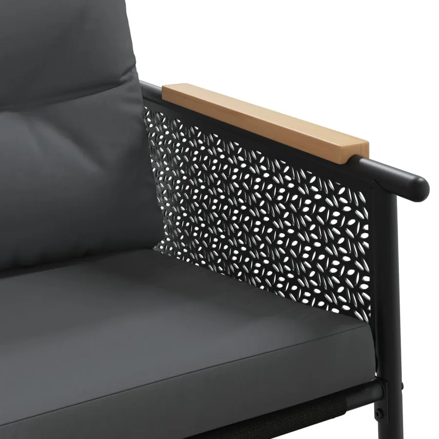 Ensemble de meubles de balcon 4 pcs avec coussins acier noir - 8