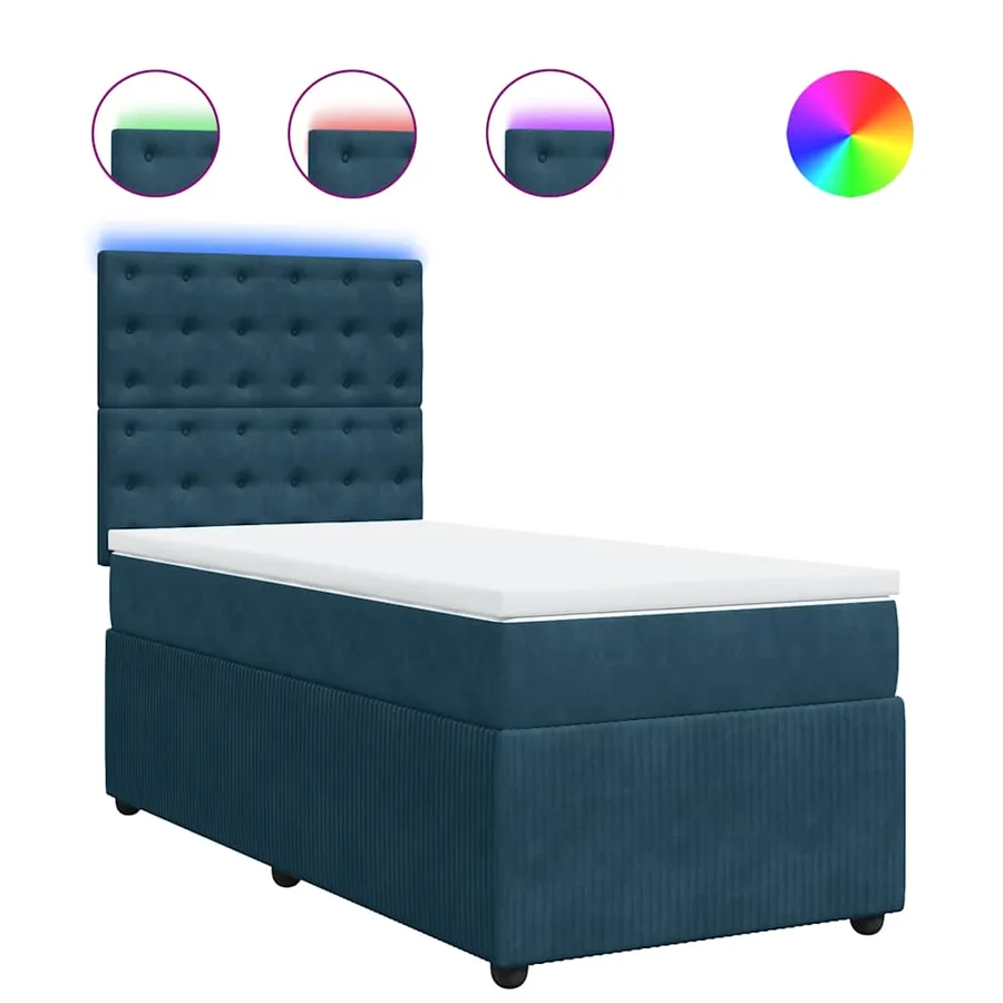 Sommier à lattes de lit avec matelas bleu 90x190 cm velours - 2