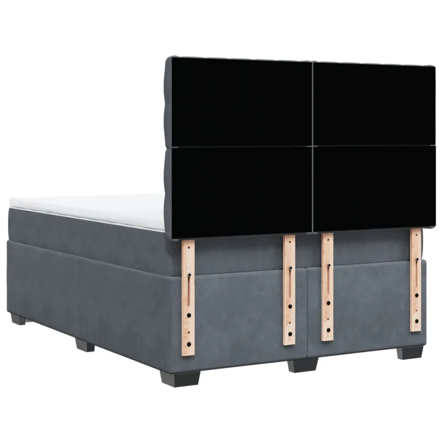 Sommier à lattes de lit et matelas Gris foncé 140x190cm Velours - 12