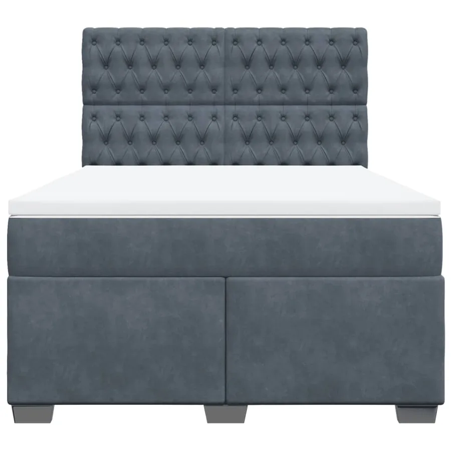Sommier à lattes de lit et matelas Gris foncé 140x190cm Velours - 6
