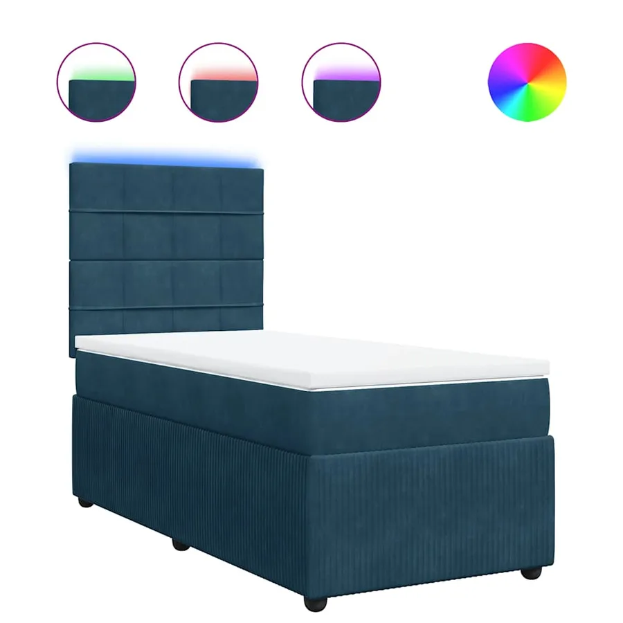 Sommier à lattes de lit avec matelas bleu 90x190 cm velours - 2
