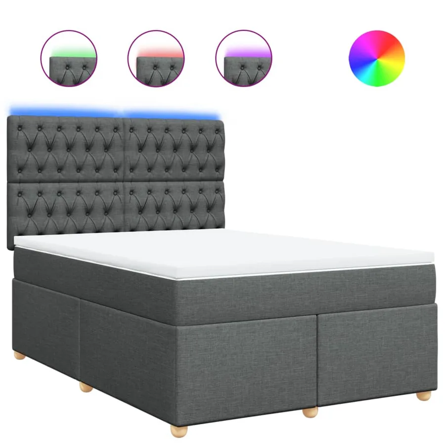 Sommier à lattes de lit avec matelas Gris foncé 140x200cm Tissu - 2