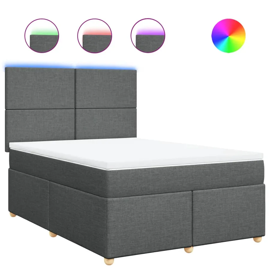 Sommier à lattes de lit avec matelas Gris foncé 140x200cm Tissu - 2