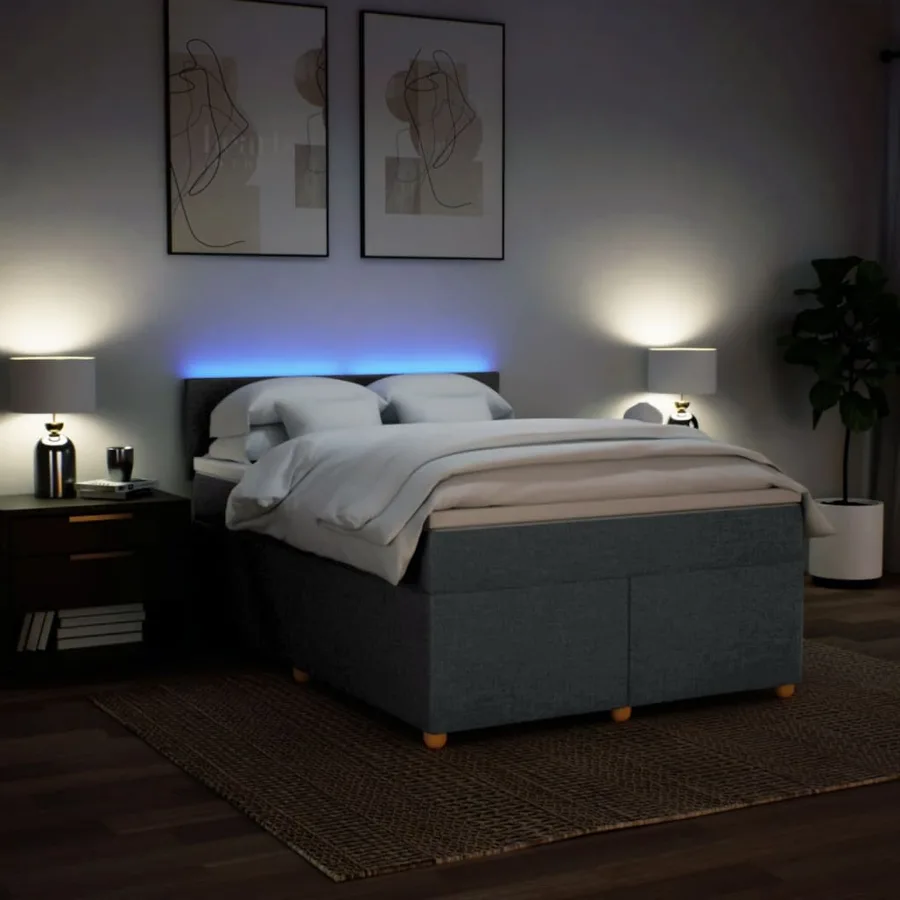 Sommier à lattes de lit avec matelas Gris foncé 140x200cm Tissu - 5