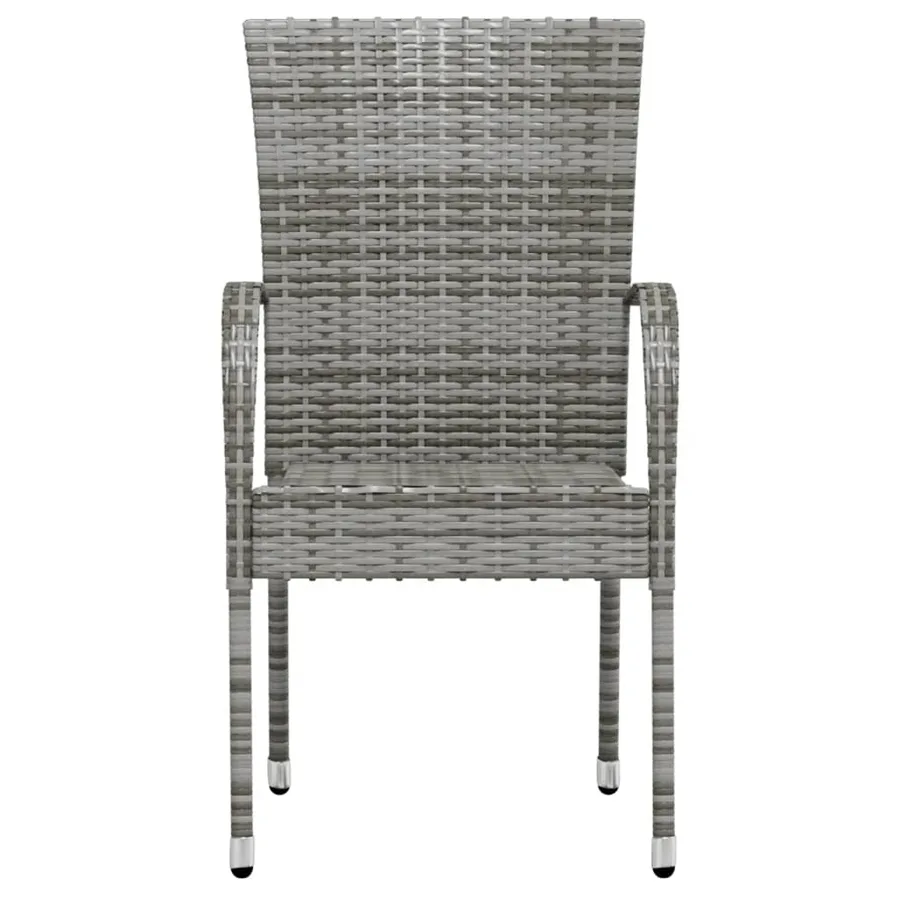 Ensemble à manger de jardin 3 pcs Résine tressée Gris - 4