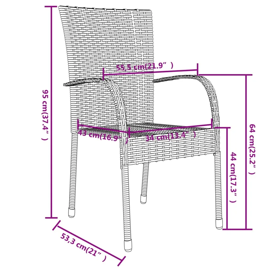 Ensemble à manger de jardin 3 pcs Résine tressée Gris - 8