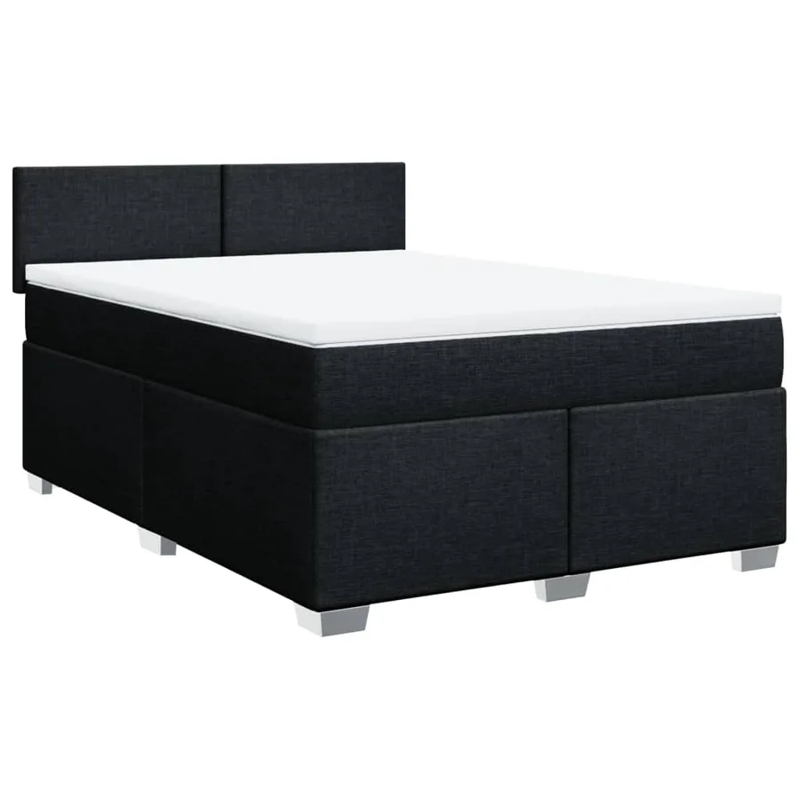 Sommier à lattes de lit avec matelas Noir 160x200 cm Tissu - 3