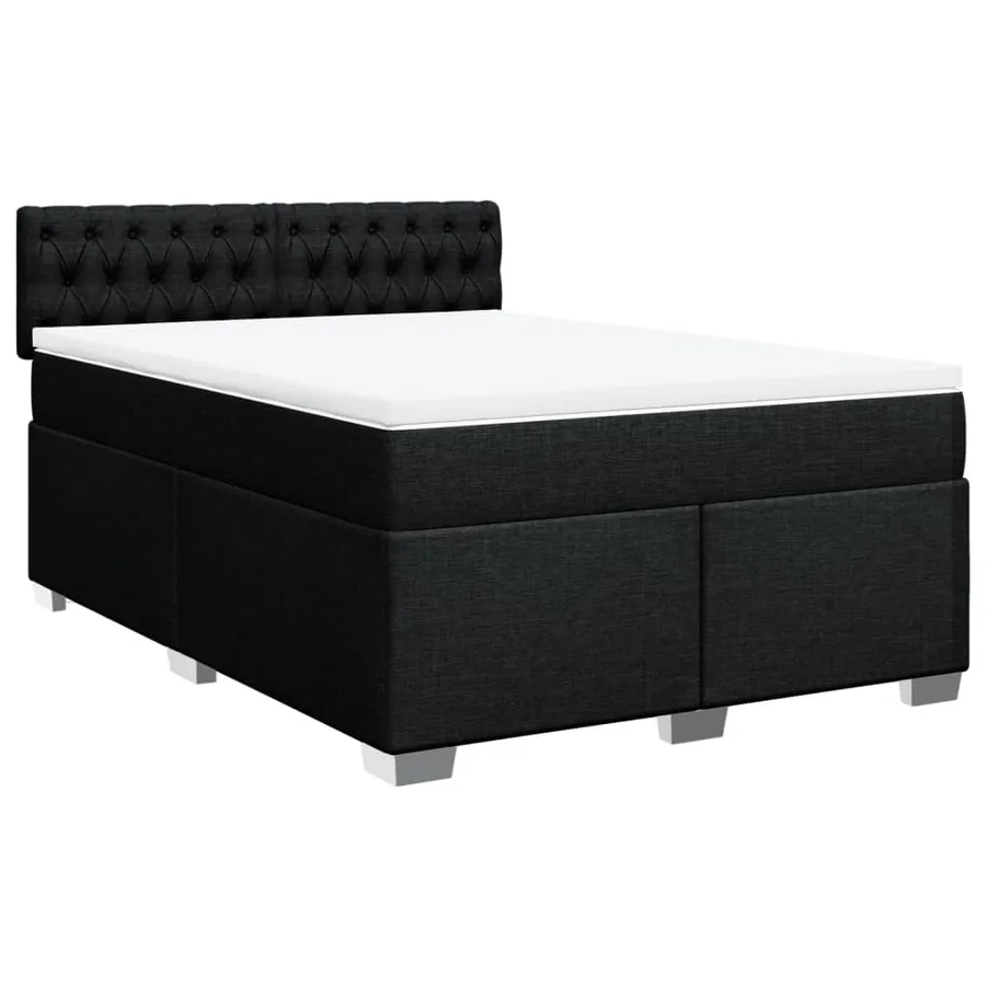 Sommier à lattes de lit avec matelas Noir 160x200 cm Tissu - 2
